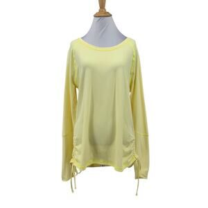 Lucy Tech Top Womens XL Extra Large Lemon Ruched Sides Layered Back Athletic